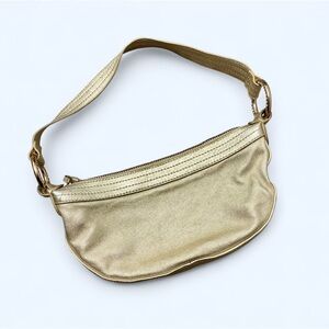 EXPRESS vintage Y2K half moon leather shoulder purse shiny metallic festival